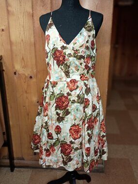 Isaac Mizrahi for Target Floral 50s Style Tea Dress Size 10 Rockabilly Summer
